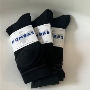 Lot of 3 Bombas Men's Classic Black Casual Socks size large